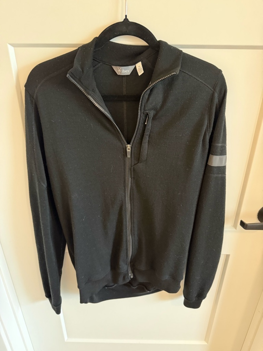 Ibex Merino Wool Full Zip Jacket Black | Made in USA | Outdoor Base Layer | M
